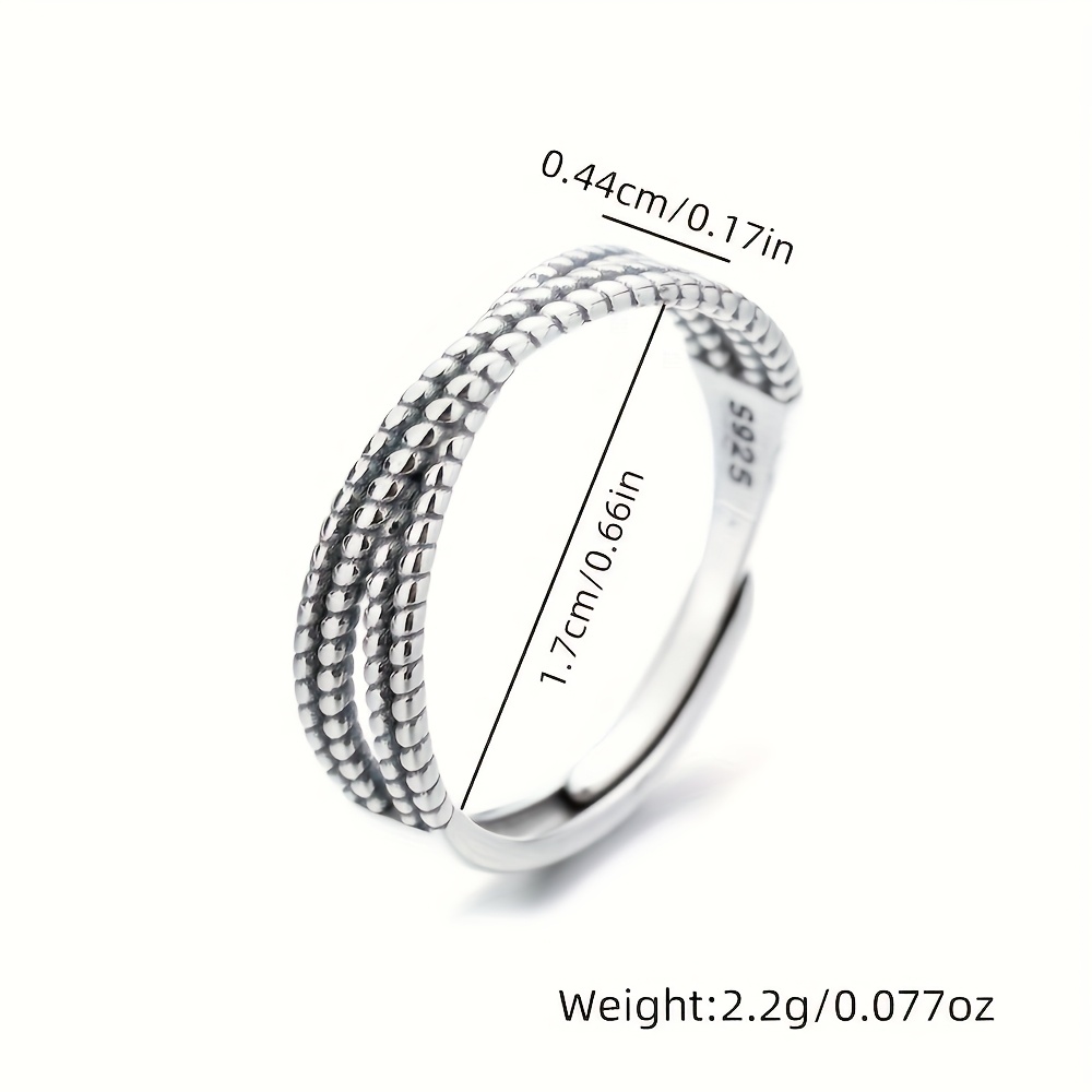 Women's S925 Silver Open Ring, Retro Cross Design, Lightweight